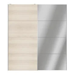 Portes de placard coulissantes 2 vantaux panneaux effet chêne et miroir GoodHome Atomia H. 225 x L. 200 x ép. 5,5 cm