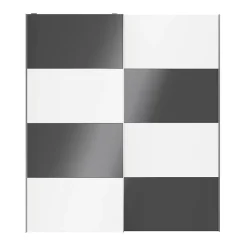 Portes de placard coulissantes 2 vantaux panneaux blancs et anthracite brillants GoodHome Atomia H. 225 x L. 200 x ép. 5,5 cm