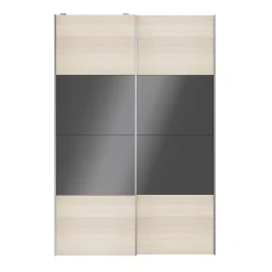 Portes de placard coulissantes 2 vantaux panneaux anthracite brillants et effet chêne GoodHome Atomia H. 225 x L. 150 x ép. 5,5 cm
