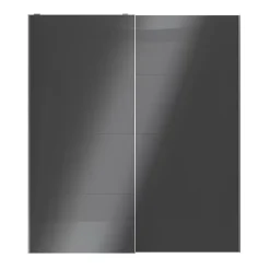 Portes de placard coulissantes 2 vantaux panneaux anthracite brillants GoodHome Atomia H. 225 x L. 200 x ép. 5,5 cm