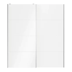 Portes de placard coulissantes 2 vantaux panneaux blancs et blancs brillants GoodHome Atomia H. 225 x L. 200 x ép. 5,5 cm