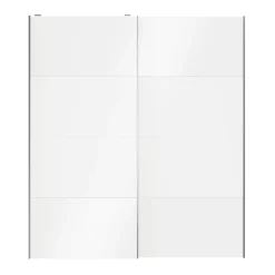 Portes de placard coulissantes 2 vantaux panneaux blancs et blancs brillants GoodHome Atomia H. 225 x L. 200 x ép. 5,5 cm