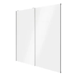 Portes de placard coulissantes 2 vantaux panneaux blancs brillants GoodHome Atomia H. 225 x L. 200 x ép. 5,5 cm