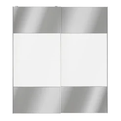 Portes de placard coulissantes 2 vantaux panneaux blancs et miroir GoodHome Atomia H. 225 x L. 200 x ép. 5,5 cm