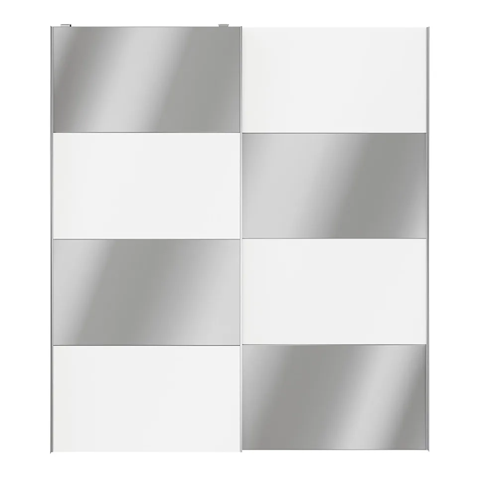Portes de placard coulissantes 2 vantaux panneaux blancs et miroir GoodHome Atomia H. 225 x L. 200 x ép. 5,5 cm