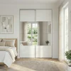Portes de placard coulissantes 2 vantaux panneaux blancs brillants et miroir GoodHome Atomia H. 225 x L. 150 x ép. 5,5 cm