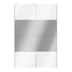 Portes de placard coulissantes 2 vantaux panneaux blancs brillants et miroir GoodHome Atomia H. 225 x L. 150 x ép. 5,5 cm