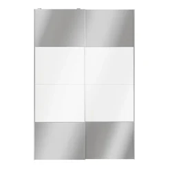 Portes de placard coulissantes 2 vantaux panneaux blancs brillants et miroir GoodHome Atomia H. 225 x L. 150 x ép. 5,5 cm