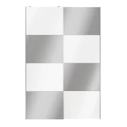 Portes de placard coulissantes 2 vantaux panneaux blancs brillants et miroir GoodHome Atomia H. 225 x L. 150 x ép. 5,5 cm