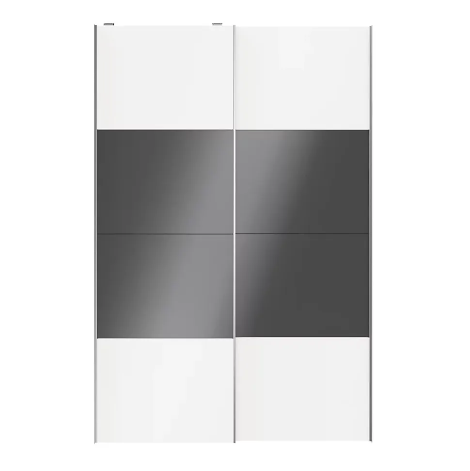 Portes de placard coulissantes 2 vantaux panneaux blancs et anthracite brillants GoodHome Atomia H. 225 x L. 150 x ép. 5,5 cm