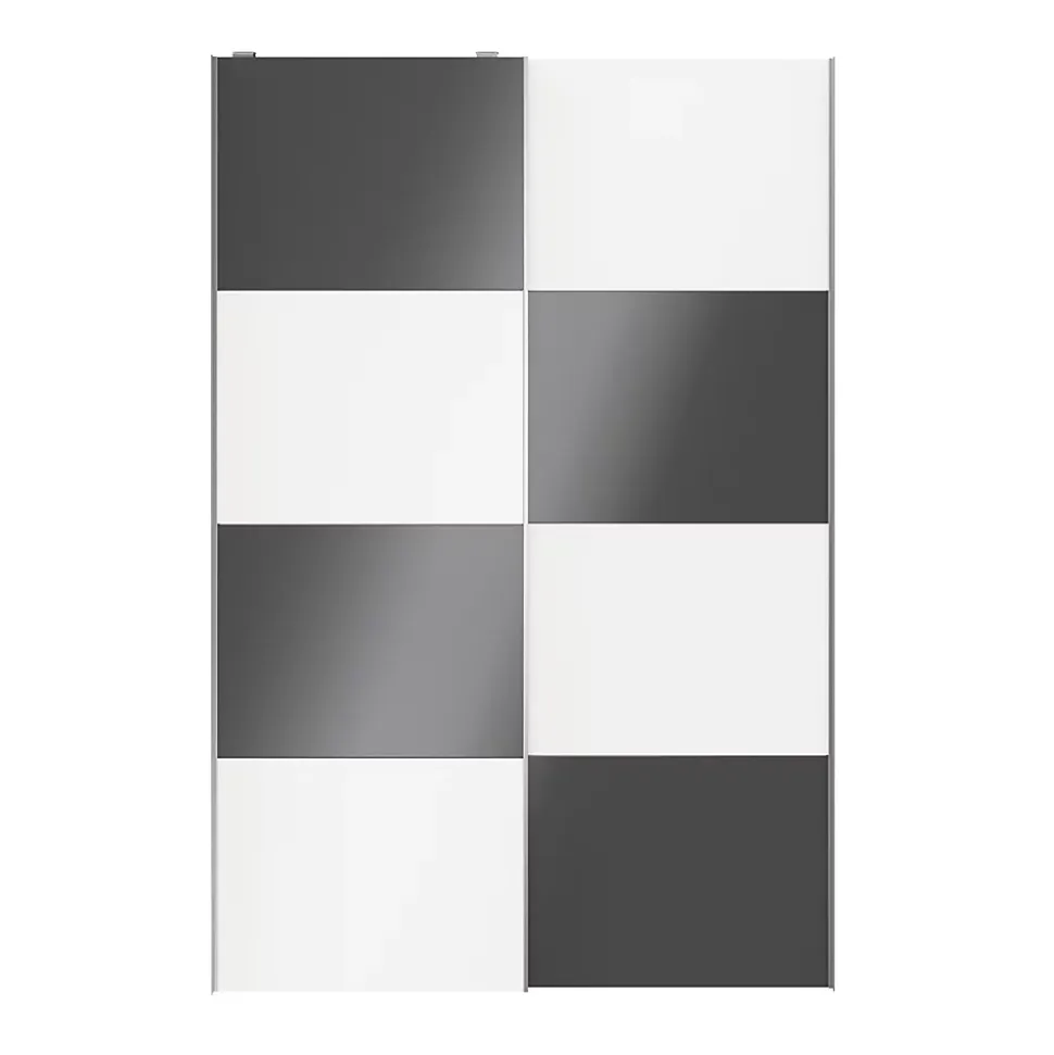 Portes de placard coulissantes 2 vantaux panneaux blancs et anthracite brillants GoodHome Atomia H. 225 x L. 150 x ép. 5,5 cm