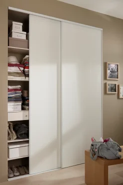 Portes de placard coulissantes blanches effet bois GoodHome Romero H. 250 x l. 90 cm, 2 portes