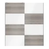Portes de placard coulissantes 2 vantaux panneaux blancs brillants et effet chêne grisé GoodHome Atomia H. 225 x L. 200 x ép. 5,5 cm