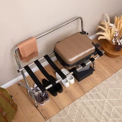 Porte-valise VALISE, structure pliable en métal chromé