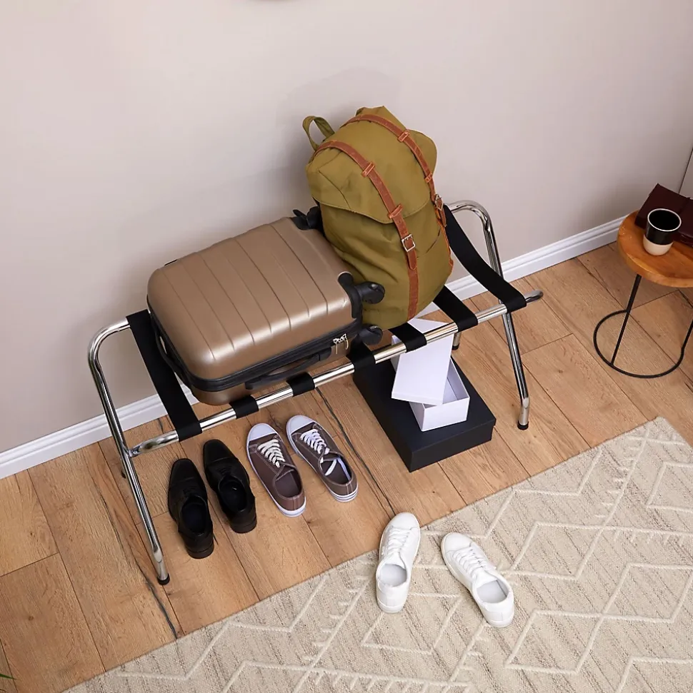 Porte-valise VOYAGE, structure pliable en métal chromé