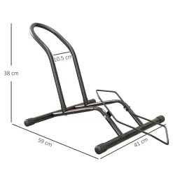 Porte-vélos en acier pour stationnement de vélos porte-vélos au sol portable pour l'intérieur et l'extérieur 59x41x38 cm noir