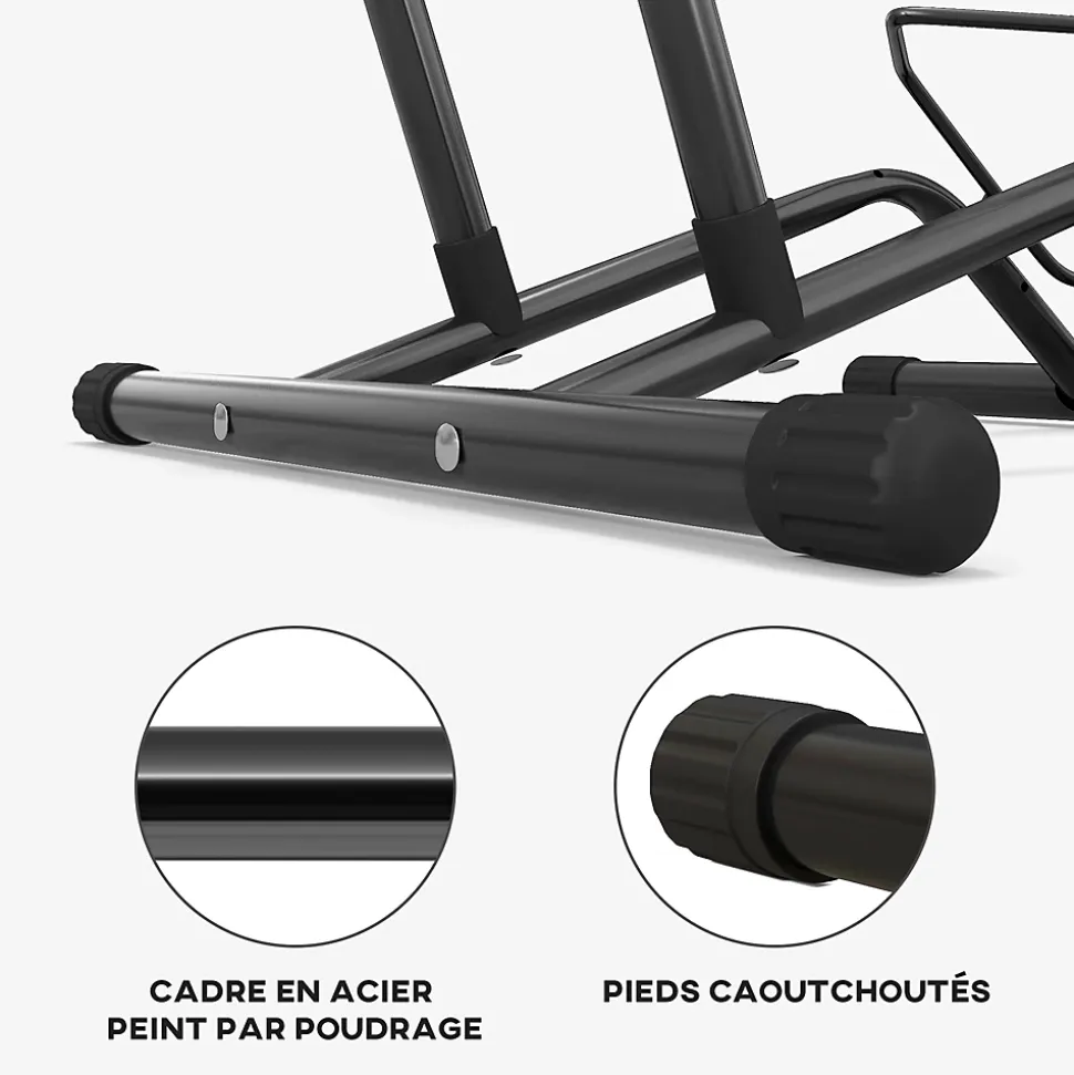 Porte-vélos en acier pour stationnement de vélos porte-vélos au sol portable pour l'intérieur et l'extérieur 59x41x38 cm noir