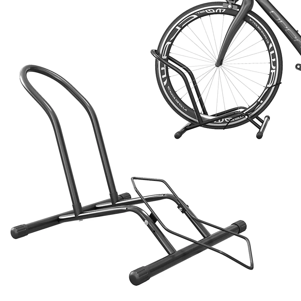 Porte-vélos en acier pour stationnement de vélos porte-vélos au sol portable pour l'intérieur et l'extérieur 59x41x38 cm noir