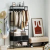 Porte-vêtements Avec Anti-renversement - 8 Cintres, 2 Tiroirs Tissu, Range-chaussures