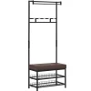 Porte-vêtements Avec Banc Et Range-chaussures - Métal - 72.5x35x180 Cm - Entrée