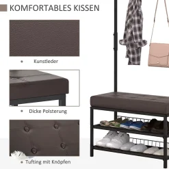 Porte-vêtements Avec Banc Et Range-chaussures - Métal - 72.5x35x180 Cm - Entrée