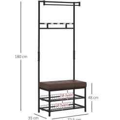Porte-vêtements Avec Banc Et Range-chaussures - Métal - 72.5x35x180 Cm - Entrée
