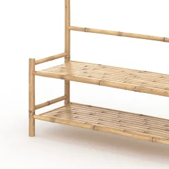 Porte-vêtements en bambou avec étagères
