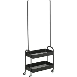 Porte-vêtements Mobile Sur Roulettes - Porte Jusqu'à 16 Kg - Acier Noir - Range-chaussures