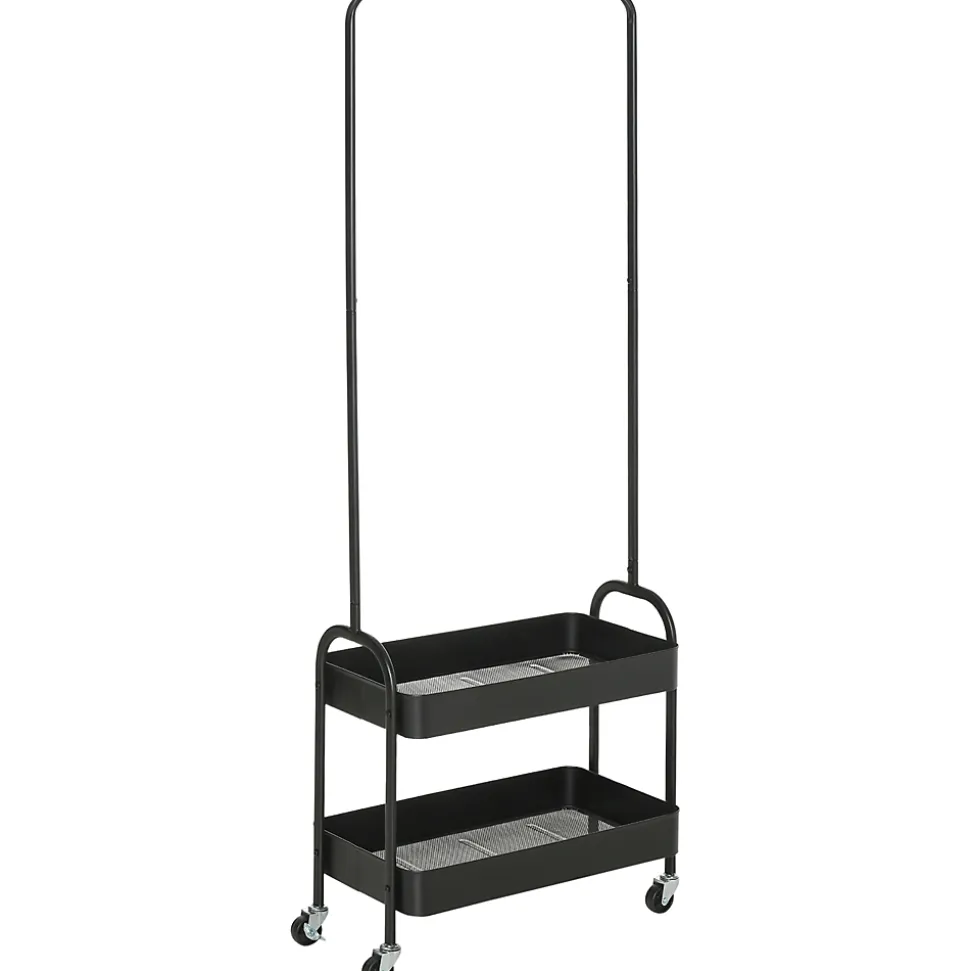 Porte-vêtements Mobile Sur Roulettes - Porte Jusqu'à 16 Kg - Acier Noir - Range-chaussures