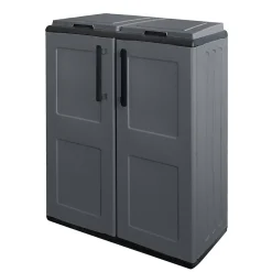 Poubelles de tri Selectif 2 Sacs Meuble mi- hauteur Dim 68 x 37 x 84cm 2 Anneaux de support de sac 2 Portes INTEC