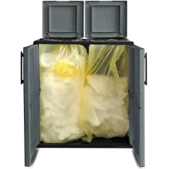 Poubelles de tri Selectif 2 Sacs Meuble mi- hauteur Dim 68 x 37 x 84cm 2 Anneaux de support de sac 2 Portes INTEC