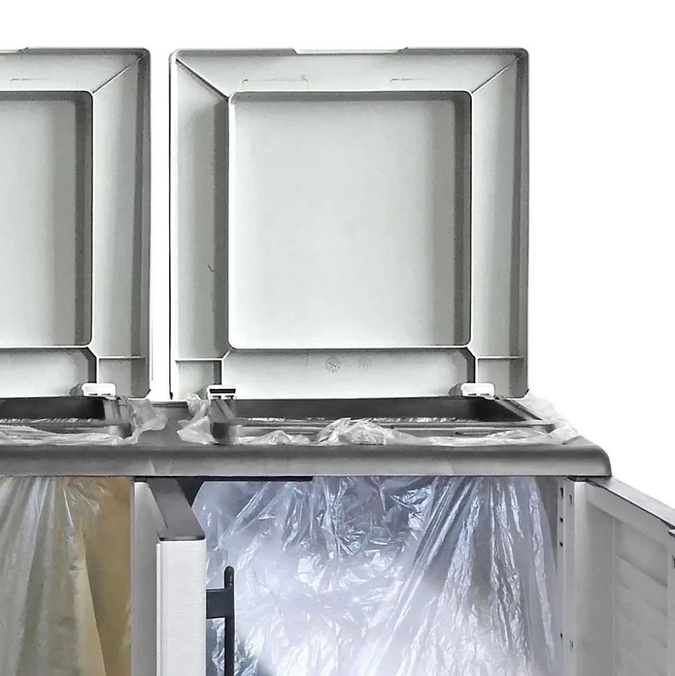 Poubelles de tri Selectif 3 Sacs Armoire Recyclage Gris Clair 102 x 37 x 90 cm Poubelle de tri 3 Portes 4 pieds INTEC