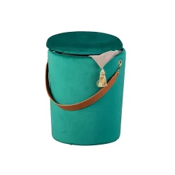Pouf Coffre en Velours à Sangle