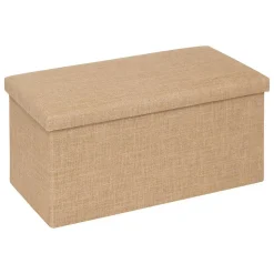 Pouf de rangement Mix 'n' Modul en toile de jute beige 76x38cm - Beige lin- 5five