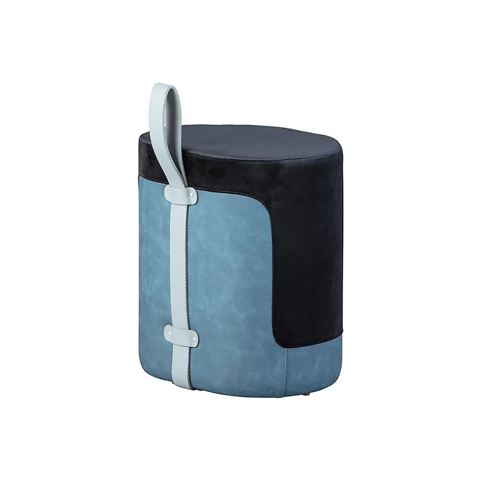 Pouf Design en Velours à Poignée "Laly" 43cm Noir