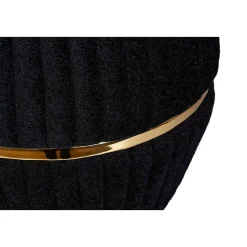 Pouf Matelassé Design "Doric" 53cm Noir & Or