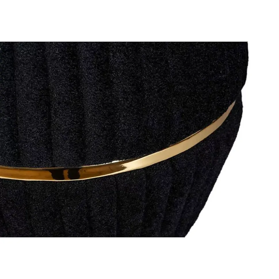 Pouf Matelassé Design "Doric" 53cm Noir & Or