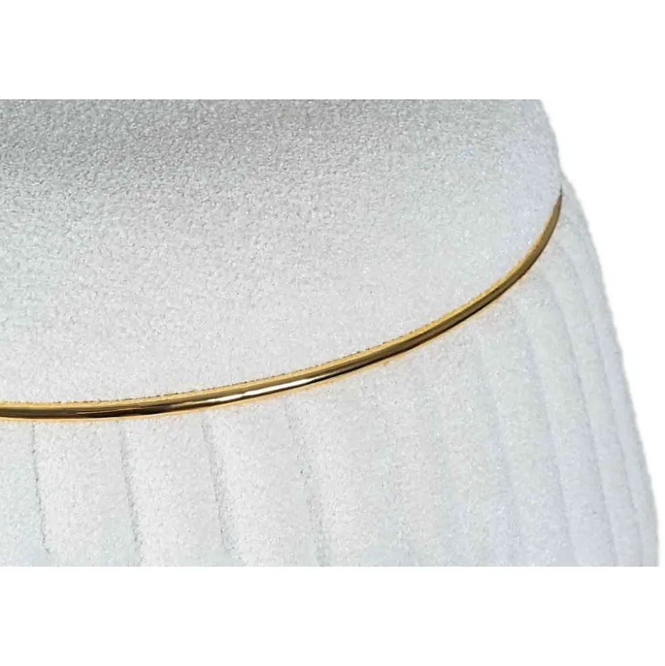 Pouf Matelassé Design "Doric" 53cm Blanc & Or