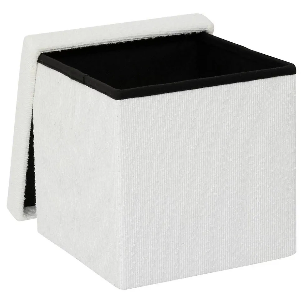 Pouf pliable Mix'n modul 31x31 cm bouclette blanche - Beige- 5five