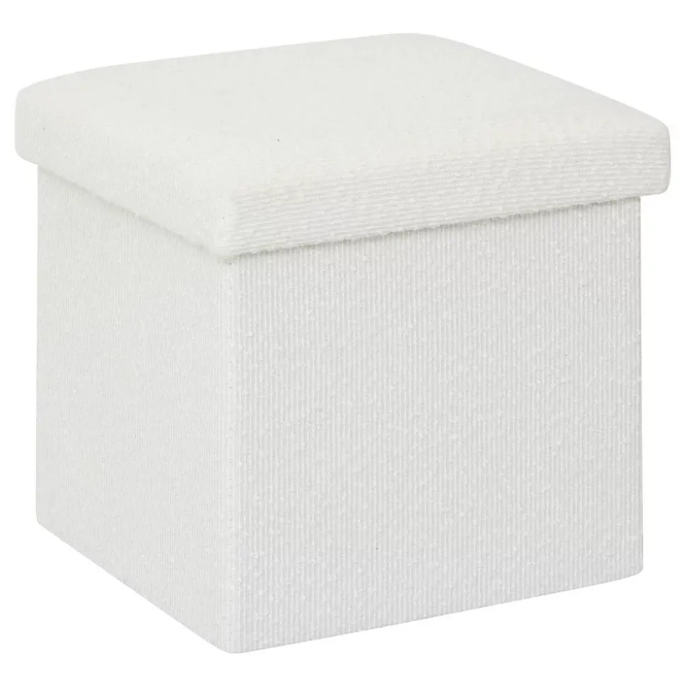 Pouf pliable Mix'n modul 31x31 cm bouclette blanche - Beige- 5five