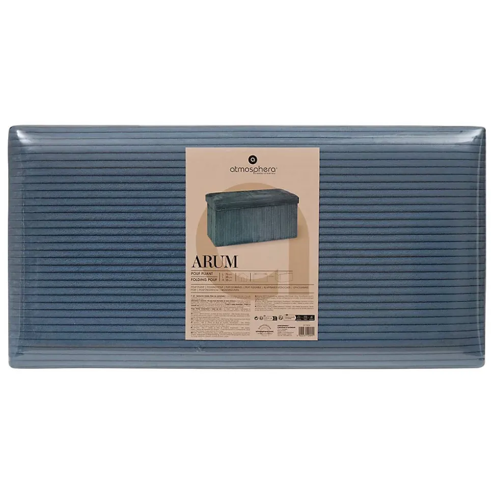 Pouf pliant Arum bleu encre 76x38cm - Atmosphera