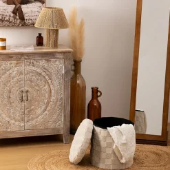 Pouf pliant Pasti blanc D38x38cm - Atmosphera