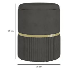 Pouf repose-pied tabouret design avec coffre de rangement velours côtelé acier brossé doré gris