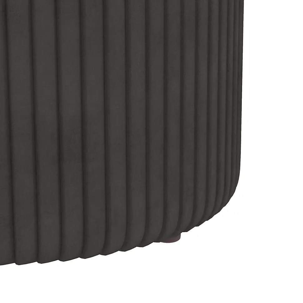 Pouf repose-pied tabouret design avec coffre de rangement velours côtelé acier brossé doré gris