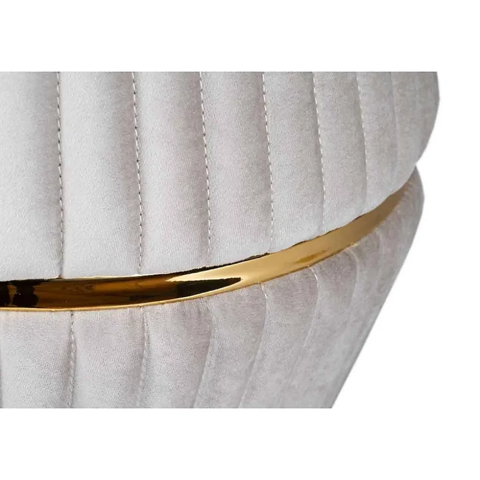 Pouf Rond Design "Doric" 53cm Taupe & Or