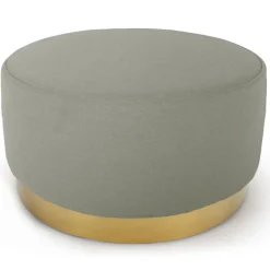 Pouf Rond en Velours Design "Minnie" 75cm Beige