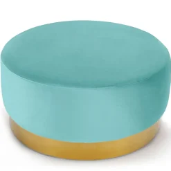 Pouf Rond en Velours Design "Minnie" 75cm Menthe