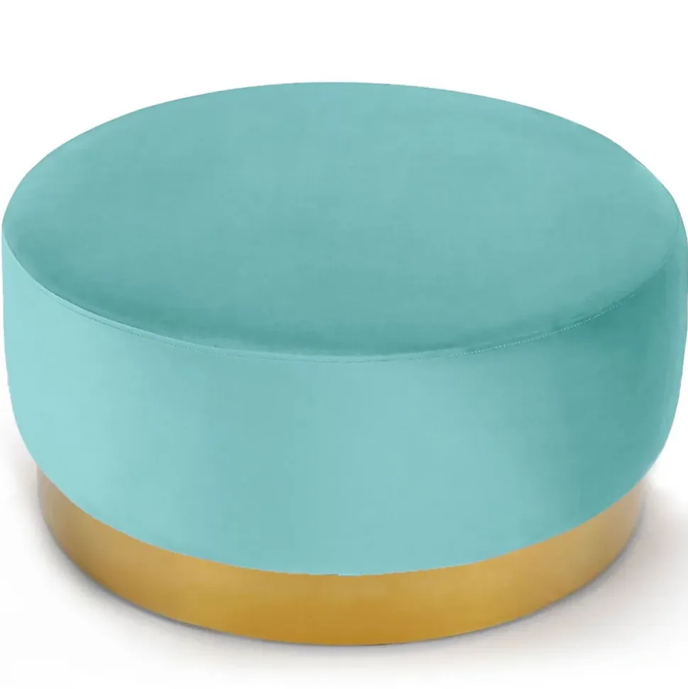 Pouf Rond en Velours Design "Minnie" 75cm Menthe