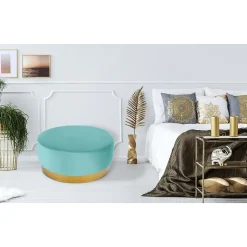 Pouf Rond en Velours Design "Minnie" 75cm Menthe