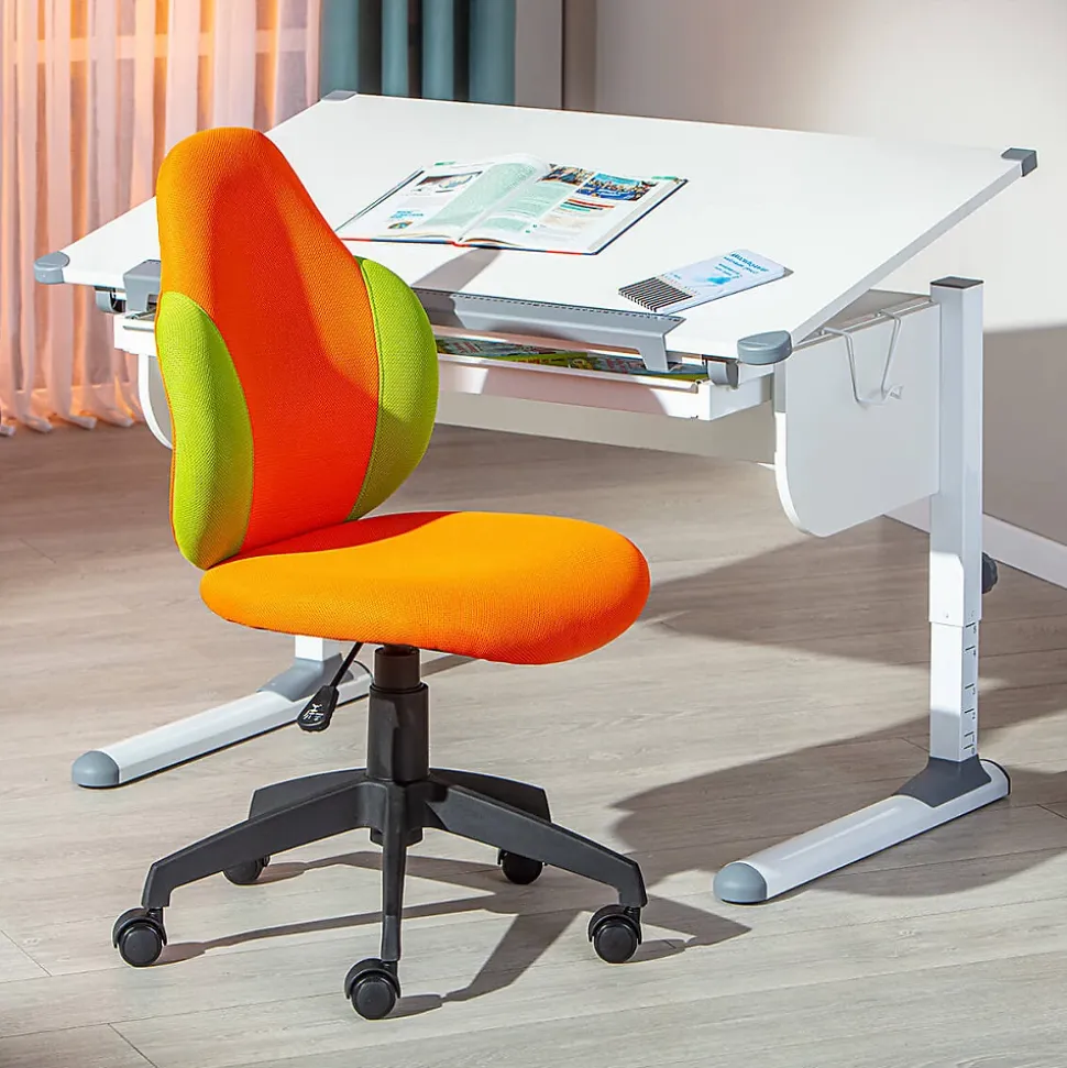PREZI - Fauteuil Pivotant Orange et Vert pour Enfant